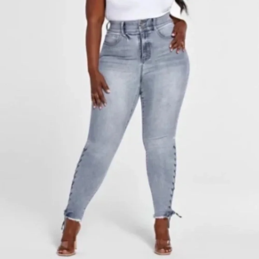 Fashion to Figure Curvy Skinny Jean Lace Up Detail NWT Size 18 - Picture 2 of 7